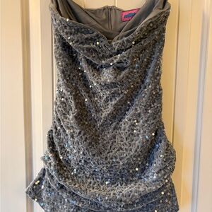 Elegant Gray Sequin Mini Dress